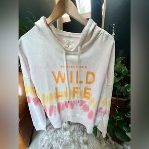 NEW Ivory Ella Adele Wildlife Tie dye hoodie organic cotton S-M